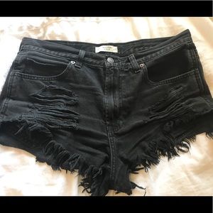 A&F black distressed shorts